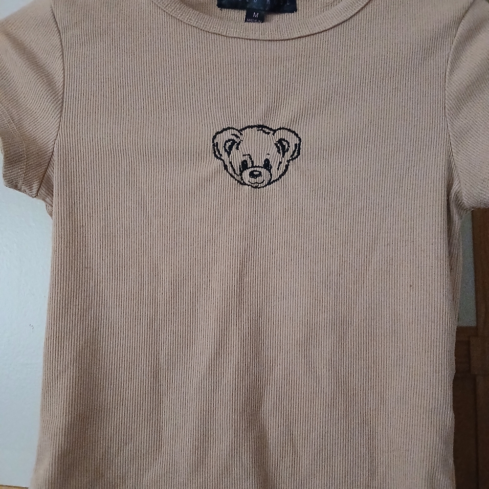 Teddy bear embroidered baby t shirt